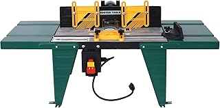 Electric Router Table, Universal Benchtop Router Tables Top with Steel Stand & Adjustable Fence Wood Working Router Table Precise Routing Table Craftsman Tool for Woodworking, Green