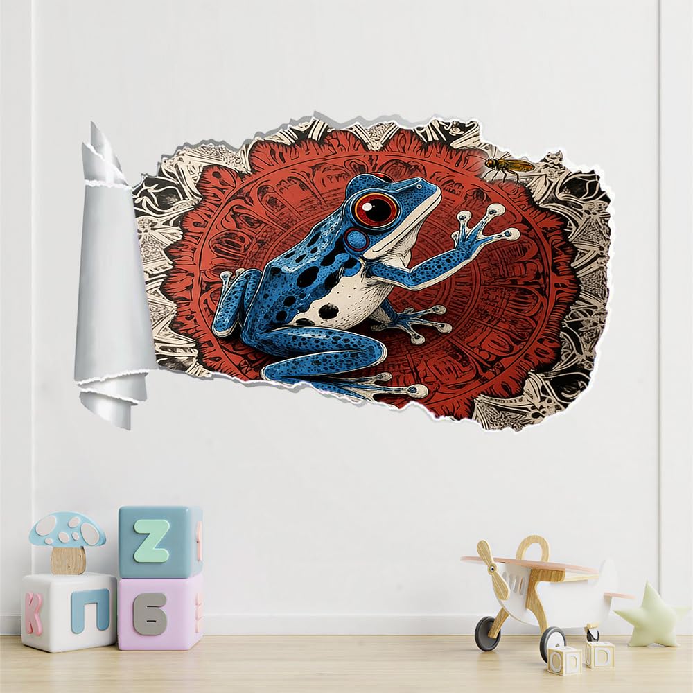Calcomanía de pared 3D | Rana Pegatina Decorativa De Artístico | Flores De Datura | Decoración De La Habitación De La Guardería Del Dormitorio De Los Niños