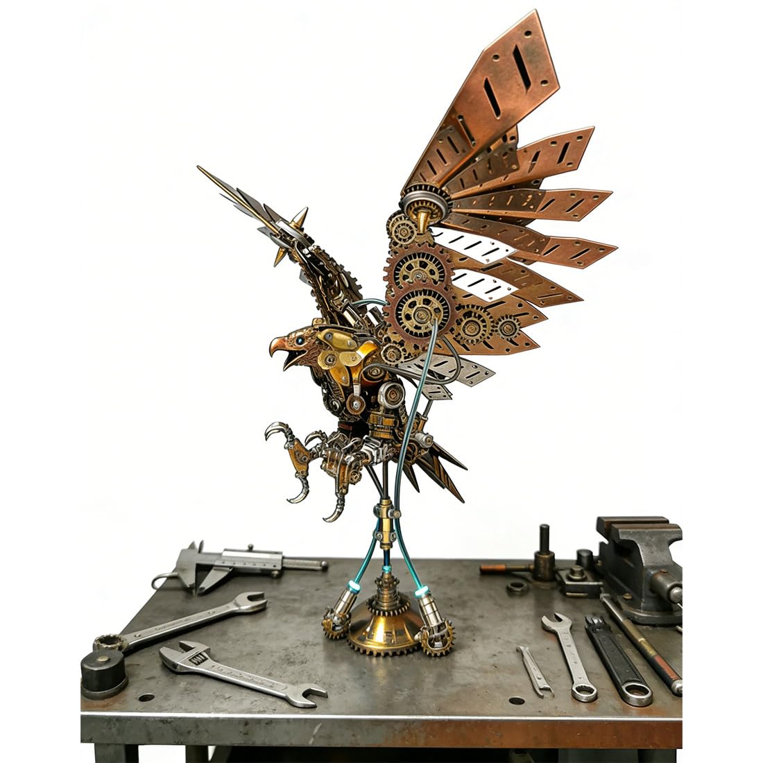 3D Metall Puzzle für Erwachsene, Steampunk Metall Mechanischer Adler Modellbausatz mit LED, 3D Tier Puzzle, Mechanisches Kunstmodell für Desktop Ornaments & Geschenke, 650 Teile