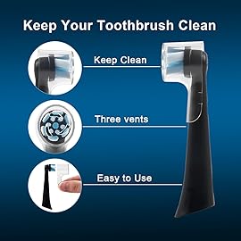 6 Pack Toothbrush Dustproof Cover Compatible with Oral B iO Ultimate Clean Gentle Care Replacment Heads and iO Series 3 4 5 6 7 7G 8 9 Electric Toothbrush (Transparent+Blue)