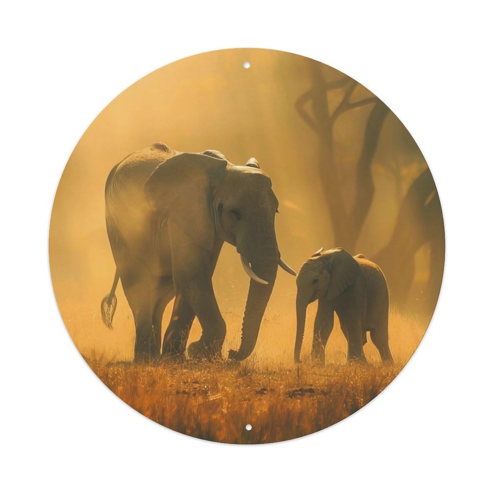 Animal Elephant And Its Calf Vintage Metal Tin Sign Plaque Wall Decor for Cafe, Club Bar, Office, Garden Metal Poster 8x8Inch