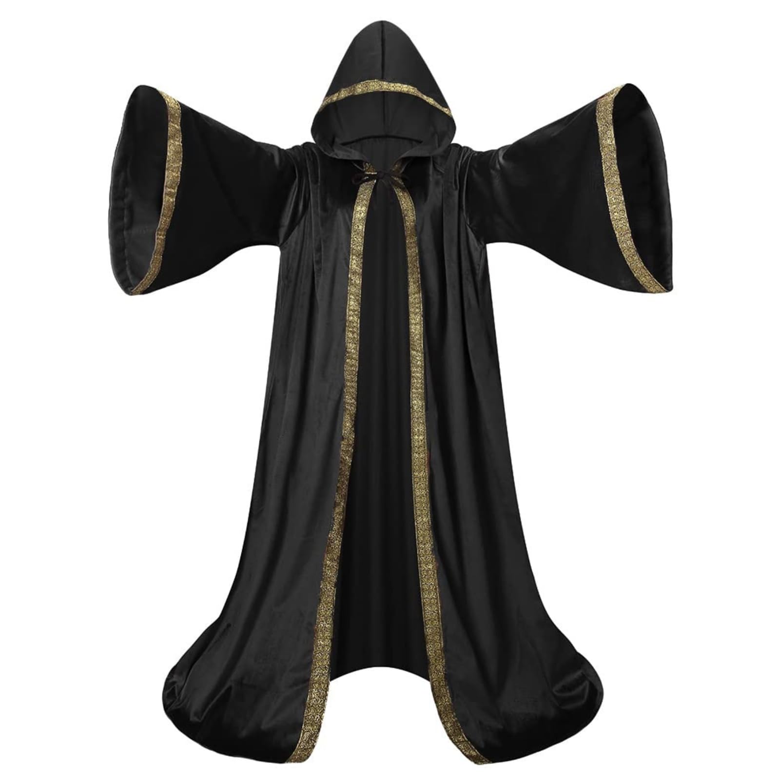Mystic Adult Wizard Robe with Dutch Velvet,Medieval Knight Hooded Cloak