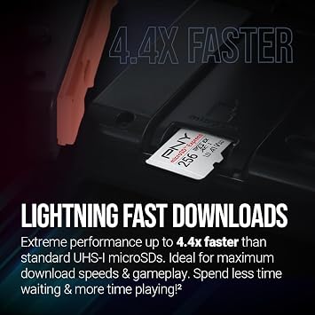 PNY microSDTM Express 256GB UHS-I U3 V30 A1 microSDXC Flash Memory Card, up to 890 Read & up to 750 Write, Compatible with Nintendo Switch 2