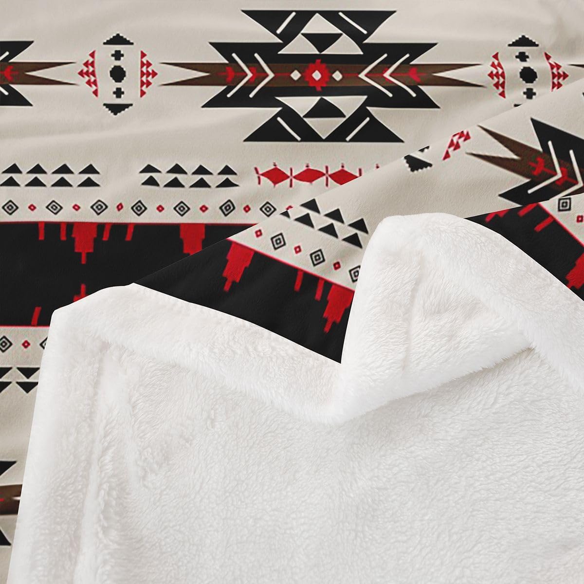 Erosebridal Western Boho Blanket Aztec Throw Blanket 90"x90",Ethnic Tribal Arrow Fleece Blanket Retro Exotic Nordic Style Blankets,African Indian Tribal Geometric Stripes Bohemian Decor,Brown Red