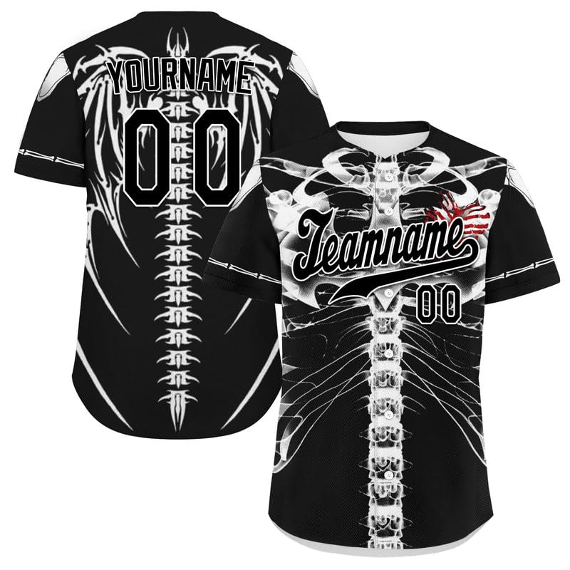 coolcustomize Custom Skull Baseball Jersey for Men Youth Team Gothic Sports Uniform Short Sleeve Softball Shirts with Name/Logo — image 1