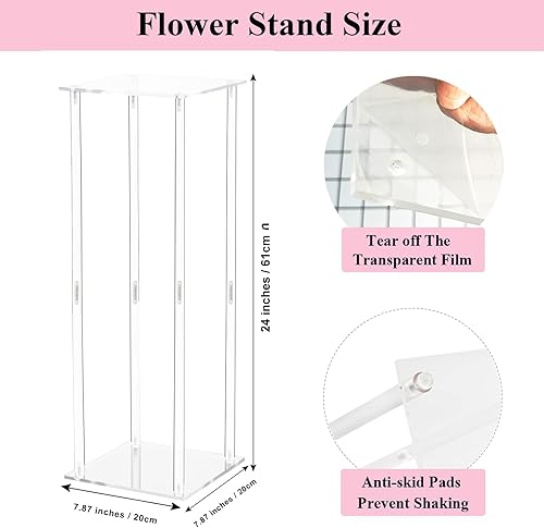Miniatura 2 de 10 soportes de acrílico transparente para jarrón de flores, centros de mesa geométricos altos de 24 pulgadas para bodas, soporte de flores para