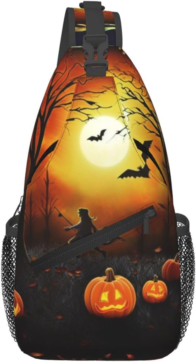 halloween Party Crossbody Bags for Men Women Fashion Sling Backpack Casual Chest Bag Travel Hiking Daypack
