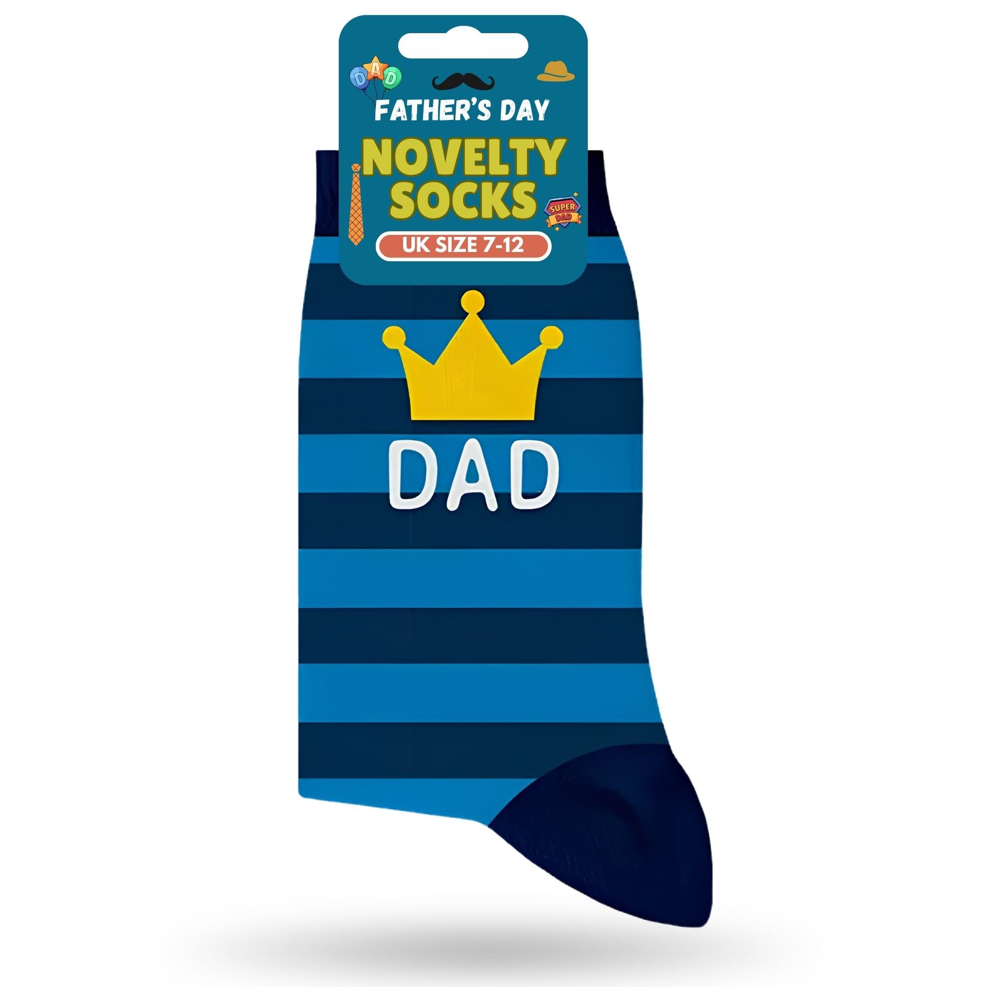 AKH® Father's Day Socks for Dad | Novelty Gift with Humorous Designs | Comfort Cotton Socks | Best Unique Present for Father | UK Size 7-12 | King Dad