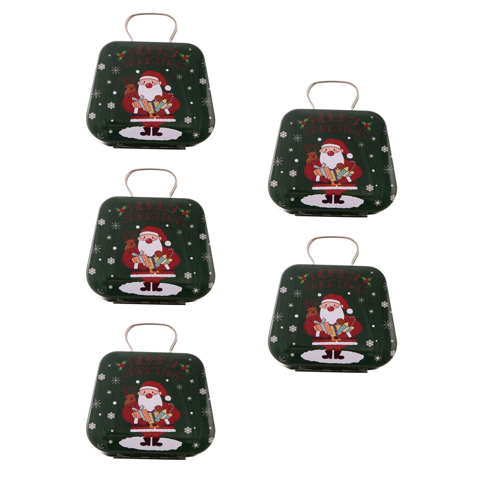 Buxuaaaa Of 5 Holiday Iron Candy Tins Festival Iron Candy Storage Case for Christmas Celebration and Gifting Metal Treat Containers