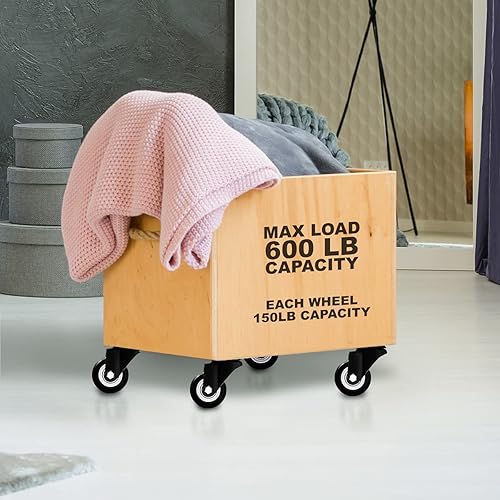 Miniatura 4 de Paquete de 24 ruedas giratorias de 2 pulgadas, base de goma con placa superior y rodamientos resistentes (paquete de 24 sin freno)