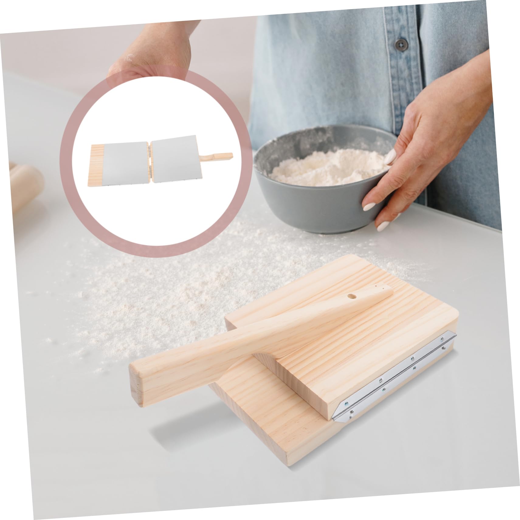 Moule à Raviolis en Bois et Acier Inoxydable, Presse-pâte | Fabriquer des Wrappers de Raviolis, Facile à Utiliser, Ustensile la Cuisine Bois, Outil de Pressage Pâte