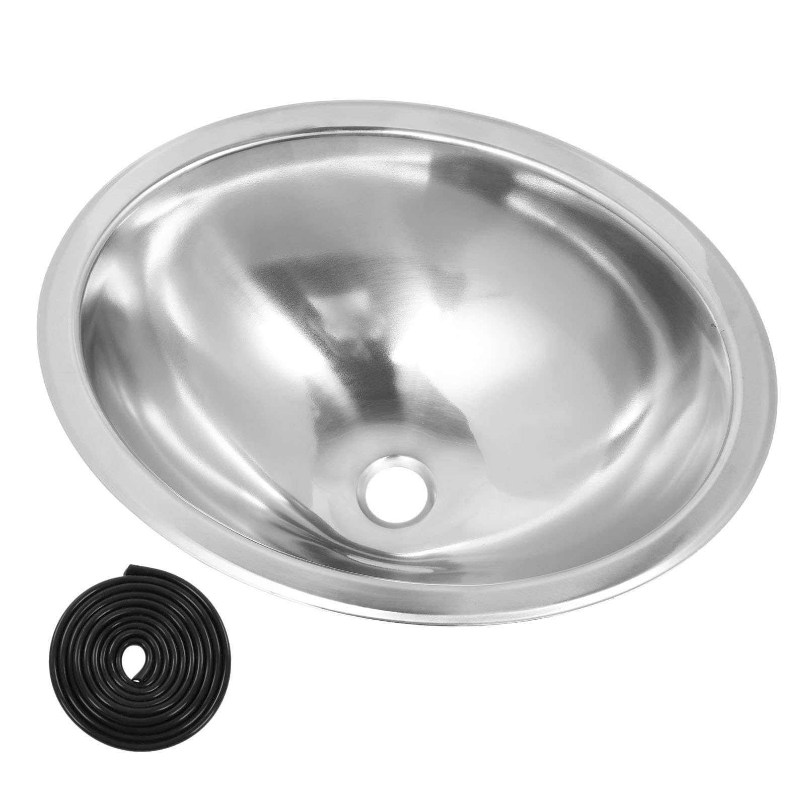 Lavello Ovale per, Lavello da Bagno per Lavaggio a Mano in Acciaio Inossidabile 304 con Scarico Fognario da 40 Mm, per Barca, Roulotte, Commerciale
