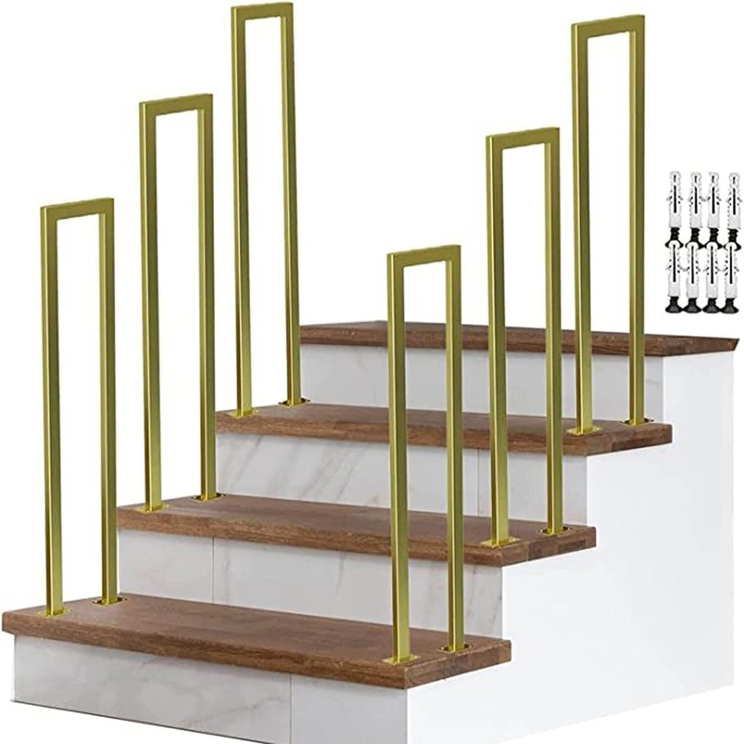 Metal U Shaped Handrails for Indoor Stairs, Handrails for Outdoor Steps, Non-Slip Wrought Iron Step Railing, for Porch, Loft, Corridor, Garden Fence Armrest(55CM/1.8FT)