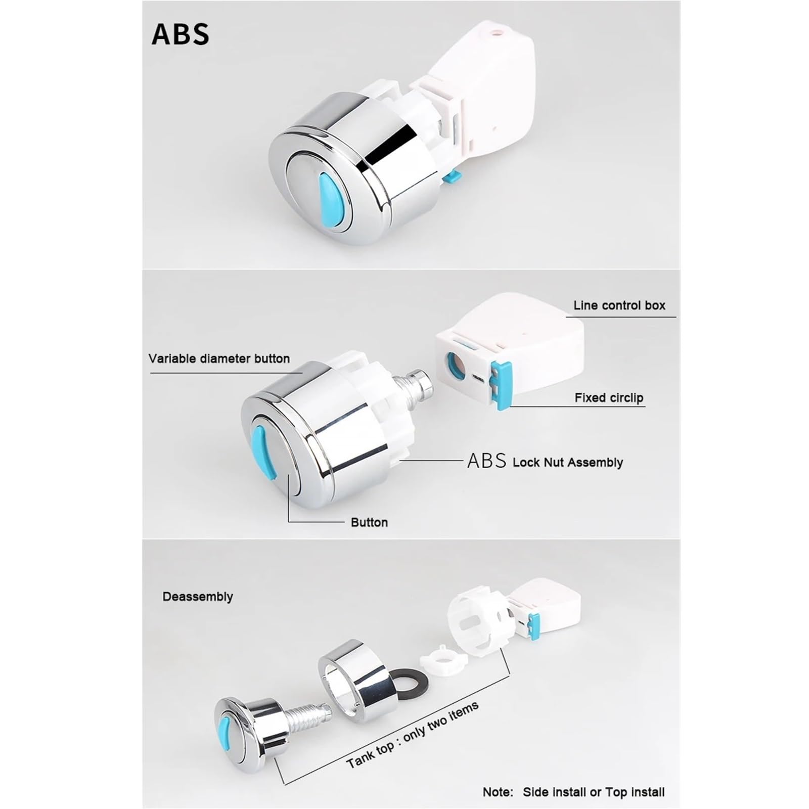 MéCanisme De Chasse D'Eau 3/8" Toilet Fitting Flush Valve Sets Line Control Set Water Hunting Split Interior Tank Kit Drain Fittings(One piece drain valve)