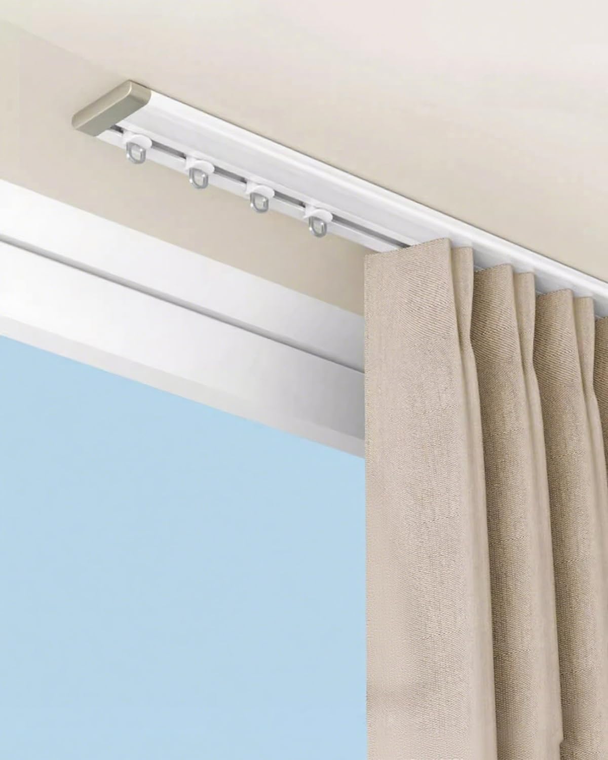 Szyna Kurtyny Karnisz Sufitowy z Nawierconymi Otworami, Ultracienki System Szyn do Zasłon do Domu, Biura, Sypialni, Hotelu(130in/330cm/10.8ft)