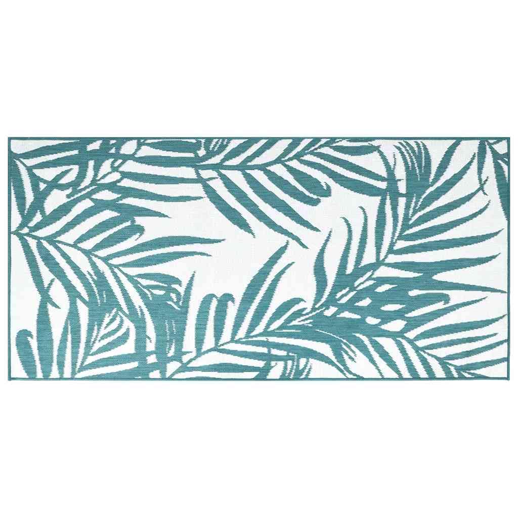 vidaXL Alfombra de Exterior Gris y Verde Agua Reversible 80x150 cm