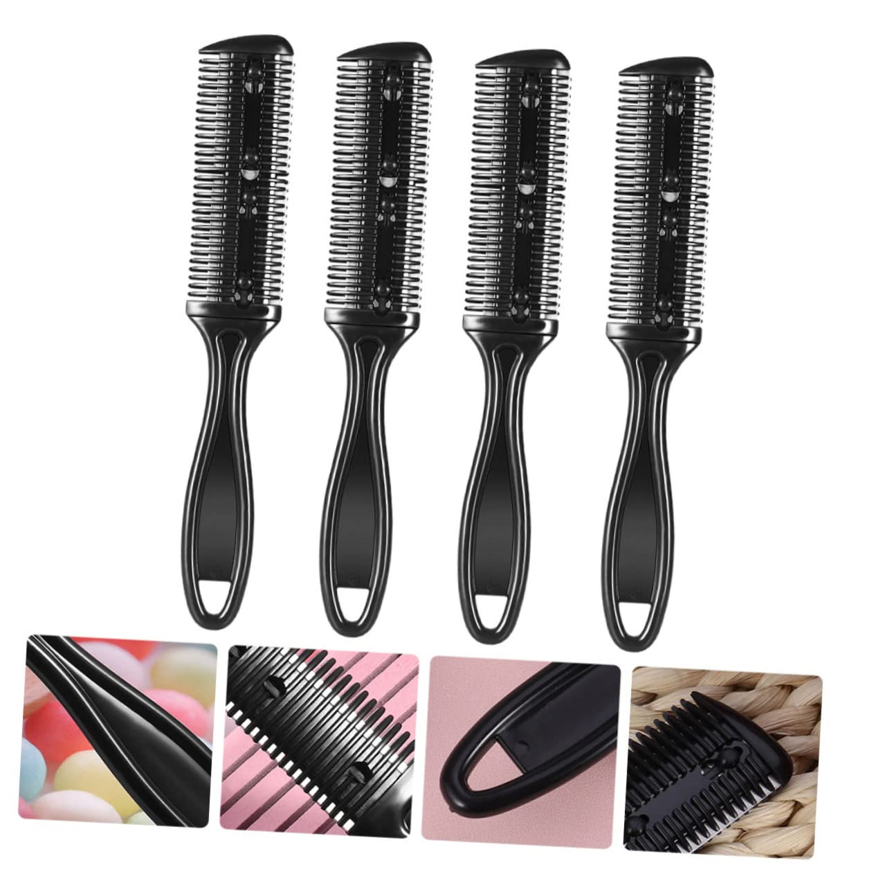 WOFASHPURET 4Pcs Double Sided Razor Comb for Hair Thinning Lightweight Haircut Accessories for Barbers and Home Use for Blending and Fading Techniques