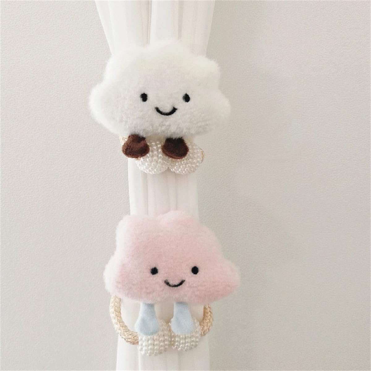 Embrasses Pour Rideaux En Forme De Nuages (Lot De 4) - Cordon En Coton - Déco Mignonne Pour Chambre D'Enfant - Sans Installation - 12