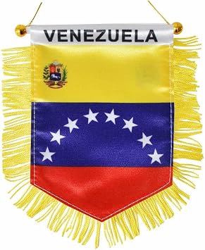 Venezuela Hanging Flag with Suction Cup Double Sided Mini 4x6 Inch Venezuelan Banner Decorations for Car Home Wall Door Window