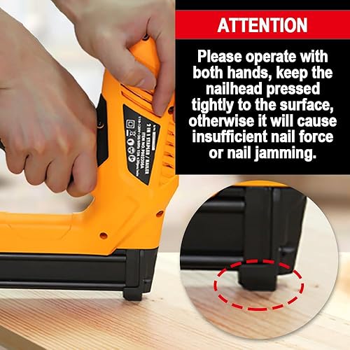 Miniatura 4 de Hoteche 18GA - Clavadora/grapadora eléctrica 2 en 1 de 19/32 pulgadas a 1-1/4 pulgadas, pistola de clavos ajustable con 2000 clavos y grapas para