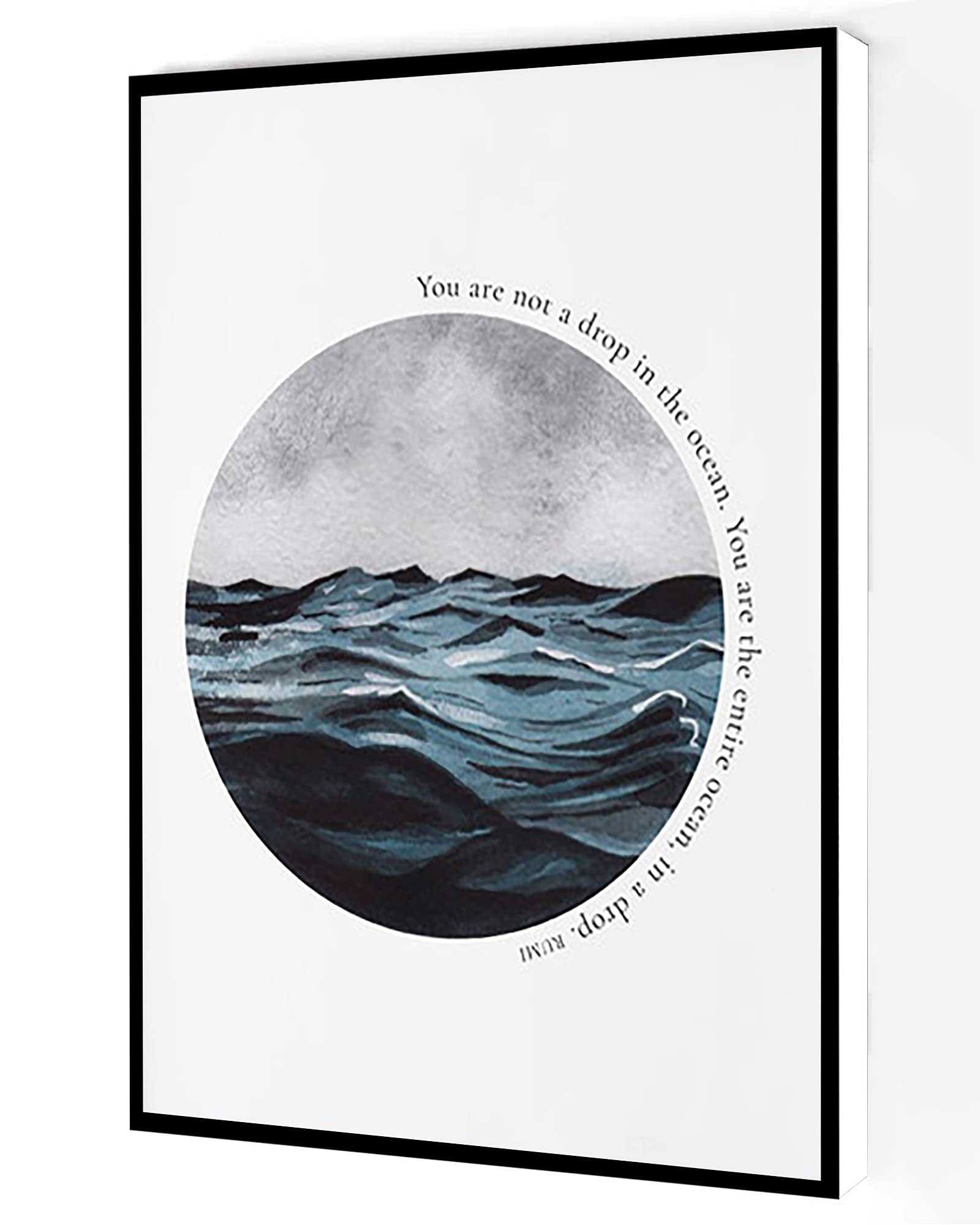 Rumi Quote Canvas Wall Art,Drop In The Ocean Quote Print,Motivational Quote Posters Modern Artwork Painting For Living Room Office Home Decoration 8''x12'' Framed