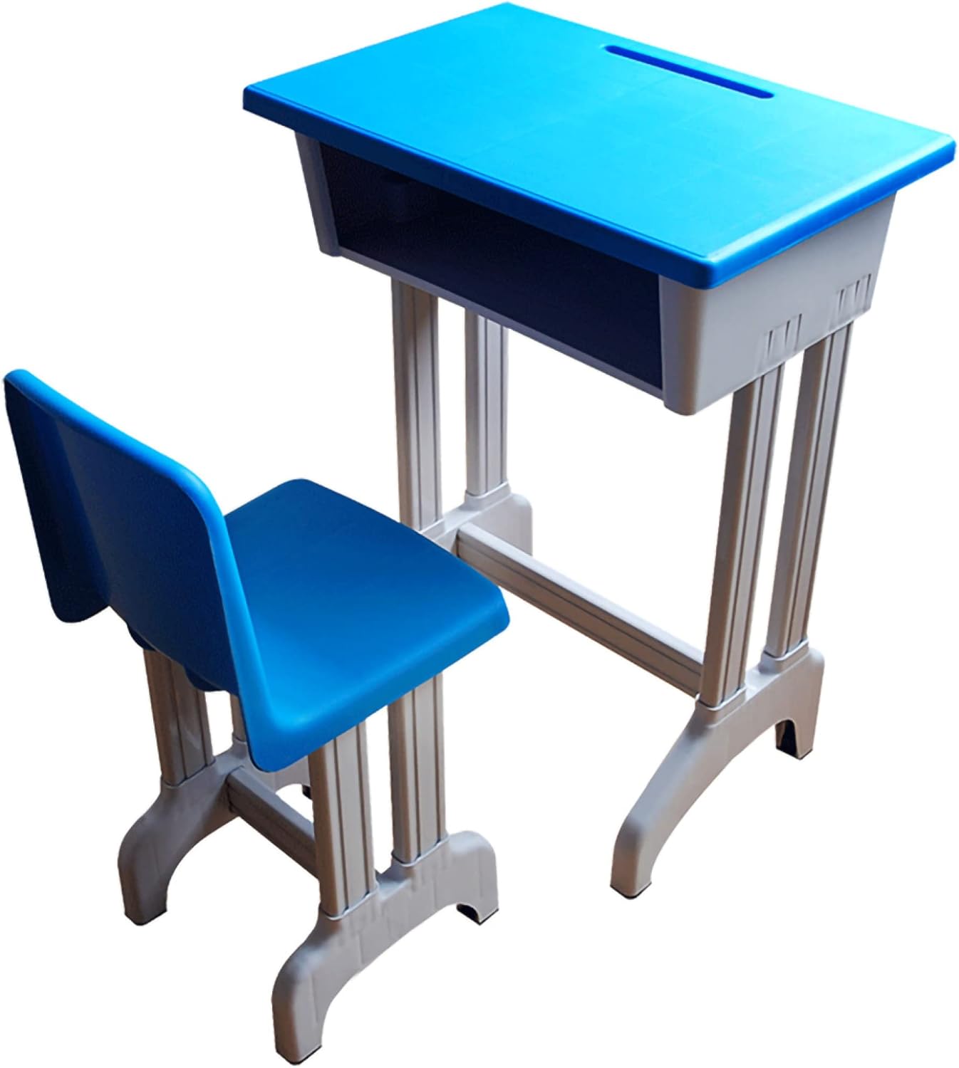 Mesa de Estudio para NiñOs, Materiales PláSticos de Acero, Clase de CapacitacióN, Clase de Tutoría, Escuela, Escritorio Y Silla para el Hogar, Fuerte Y Estable/Blue / 1Table 1Chair