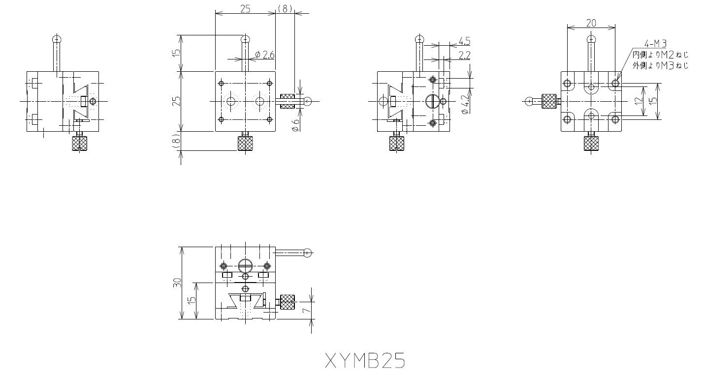 XYMB25 Slide operation dovetail stage XY-Axis:±6mm movement,25x25mm stage surface.