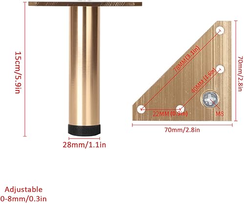 Miniatura 9 de Piernas ajustables de aleación de aluminio para muebles, muebles de cocina, cuarto de baño, patas de repuesto para mesa de café, patas de sofá, 2.4