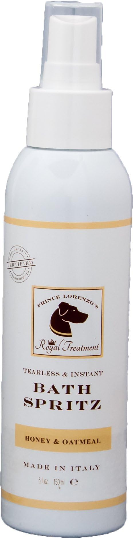 Royal Treatment Organic Honey and Oatmeal Tearless Instant Bath Spritz for Pets, 5-Ounce