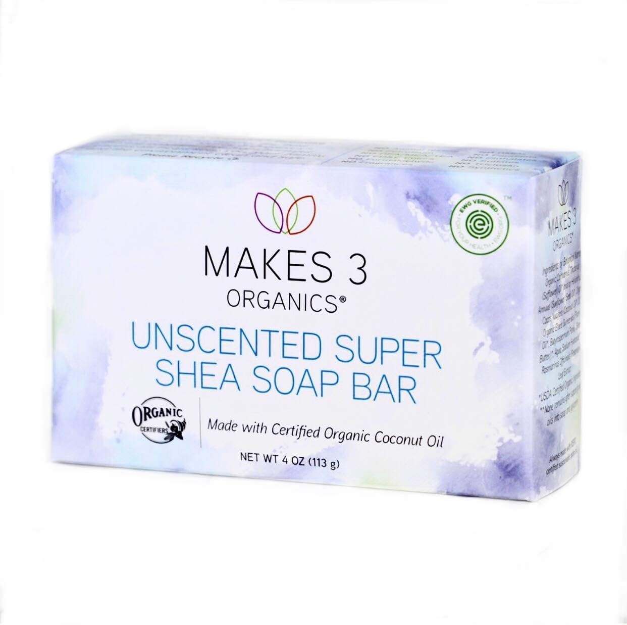 Organic Soap Bar, Unscented Super Shea, 4 Ounce