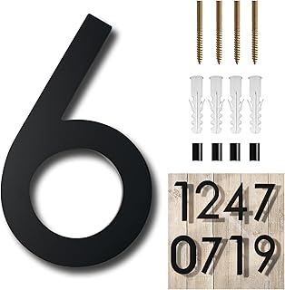 6 Inch House Numbers for Outside Modern-Rust Proof 3D Floating Address Sign-Address Numbers for Door Garden Mailbox,Matte Black Acrylic 911 Visibility Signage (6)