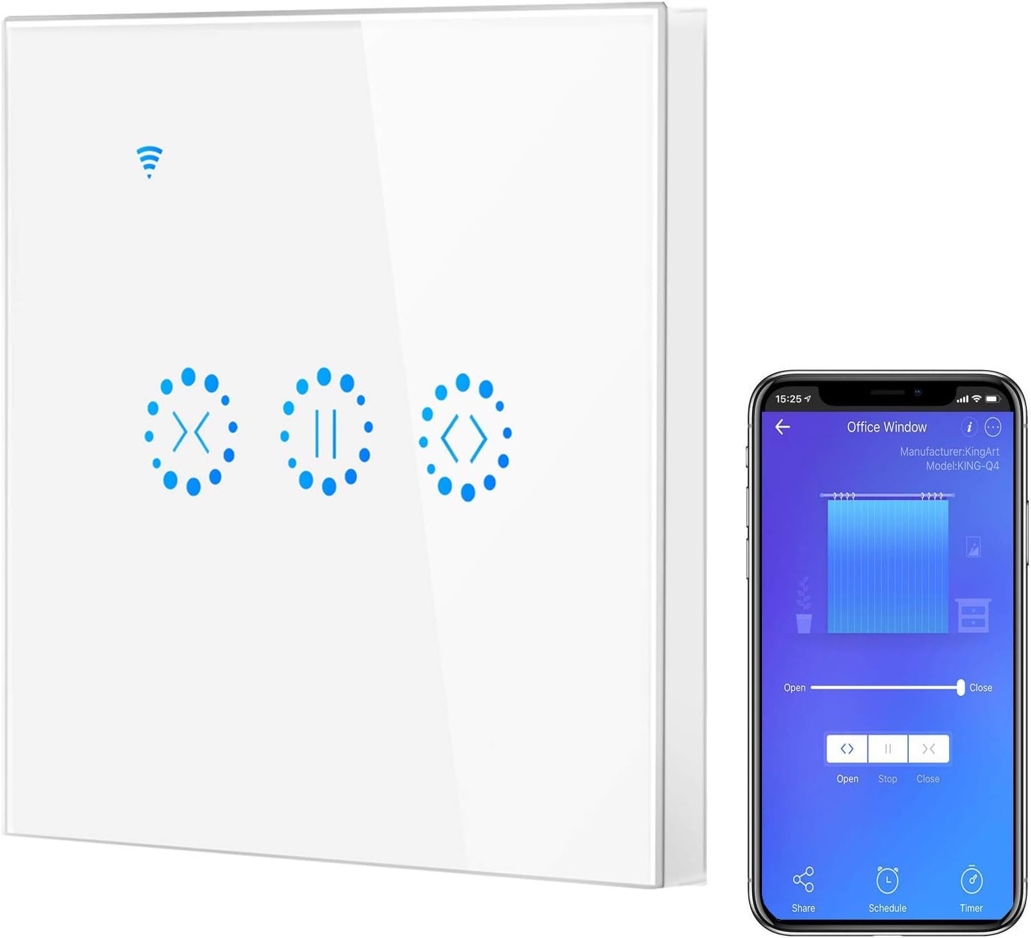 Smart WiFi Wireless Touch Switch, Frontoppy WiFi Blind Switch, Electric Blind Switch, Intelligent Wall Control Switch with App or Voice