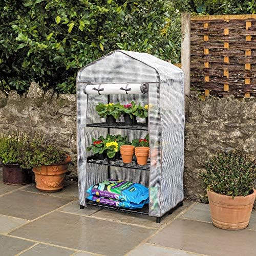 CHRISTOW Greenhouse Cover Replacement 3 Tier, Reinforced Mini Growhouse Protector Three Tier, Heavy Duty COVER ONLY, H125cm x W69cm x D49cm