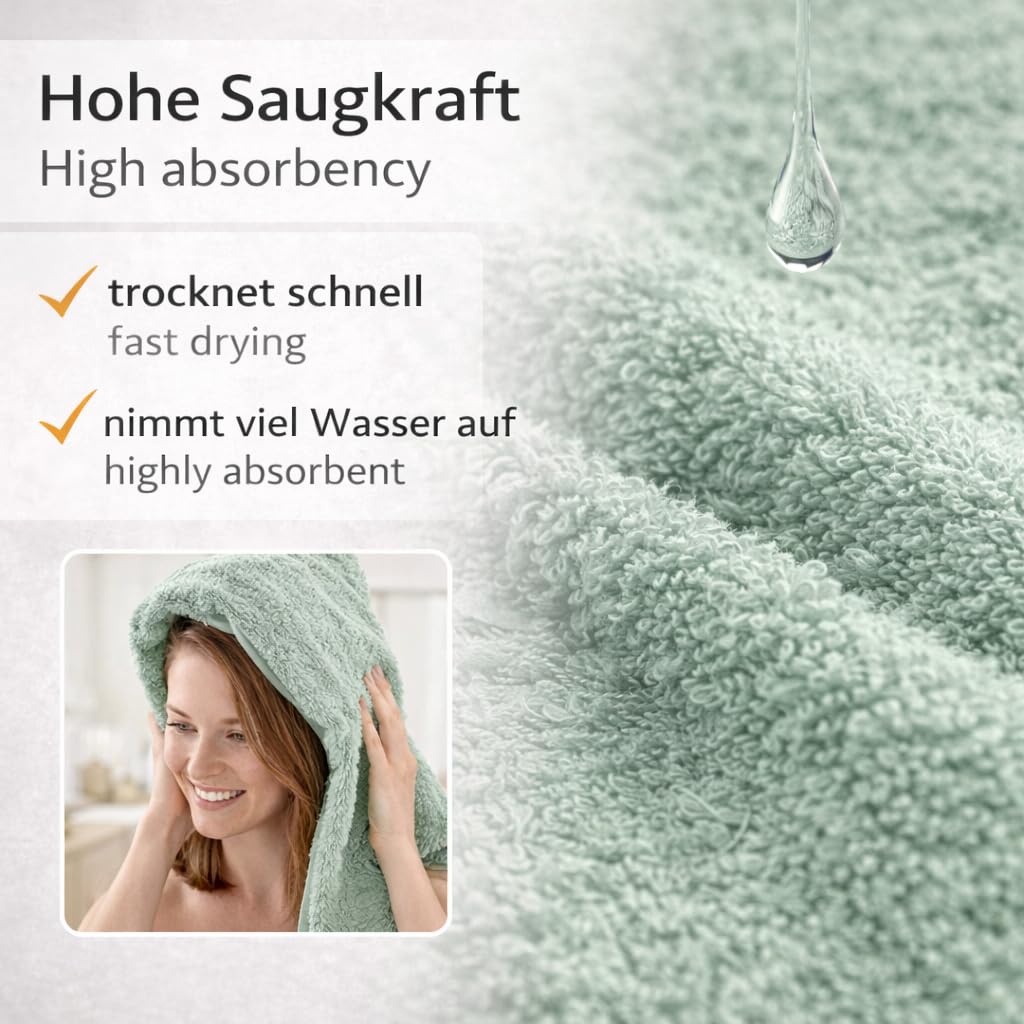 Betz Premium Handtuch Set 4-teilig – 2 Duschtücher 70×140 cm & 2 Handtücher 50×100 cm, 100% Baumwolle 470 g/m², saugstark & weich, Oeko-TEX® Farbe heugrün