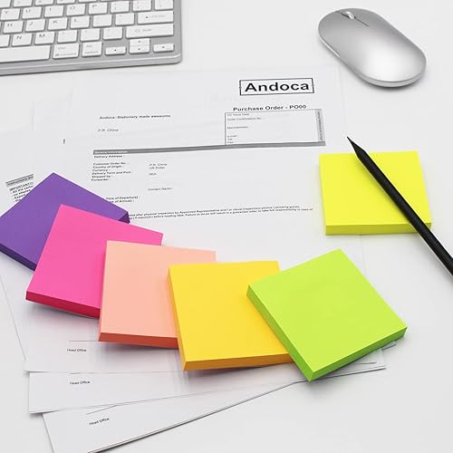 Miniatura 5 de Notas adhesivas 275 x 275 pulgadas 600 hojas de notas autoadhesivas fáciles de publicar para la escuela oficina cuaderno 6 colores brillantes 100