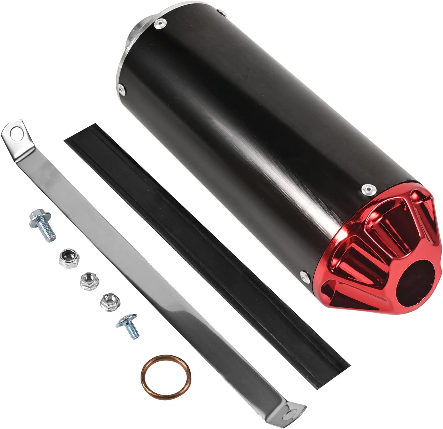 Trkimal 28mm Exhaust Muffler for 50cc, 70cc, 90cc, 110cc, 125cc CRF, XR 50, KLX, SSR, Thumpstar, TTR, YCF, Apollo DBX18 125, Chinese Pit Dirt Bike Parts (Red)