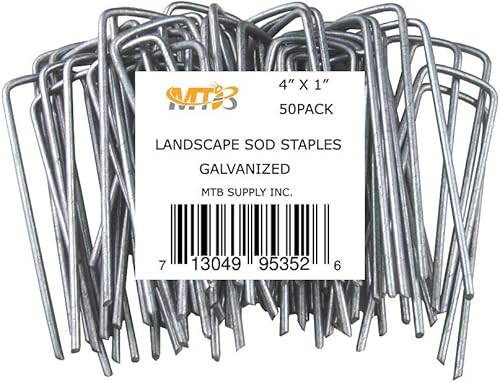 MTB 50100250 Pack 46810 x 1 pulgada 11 GA Sod grapas de jardín estacas de malla de tierra picos paisaje cubierta clavijas de acero al carbono
