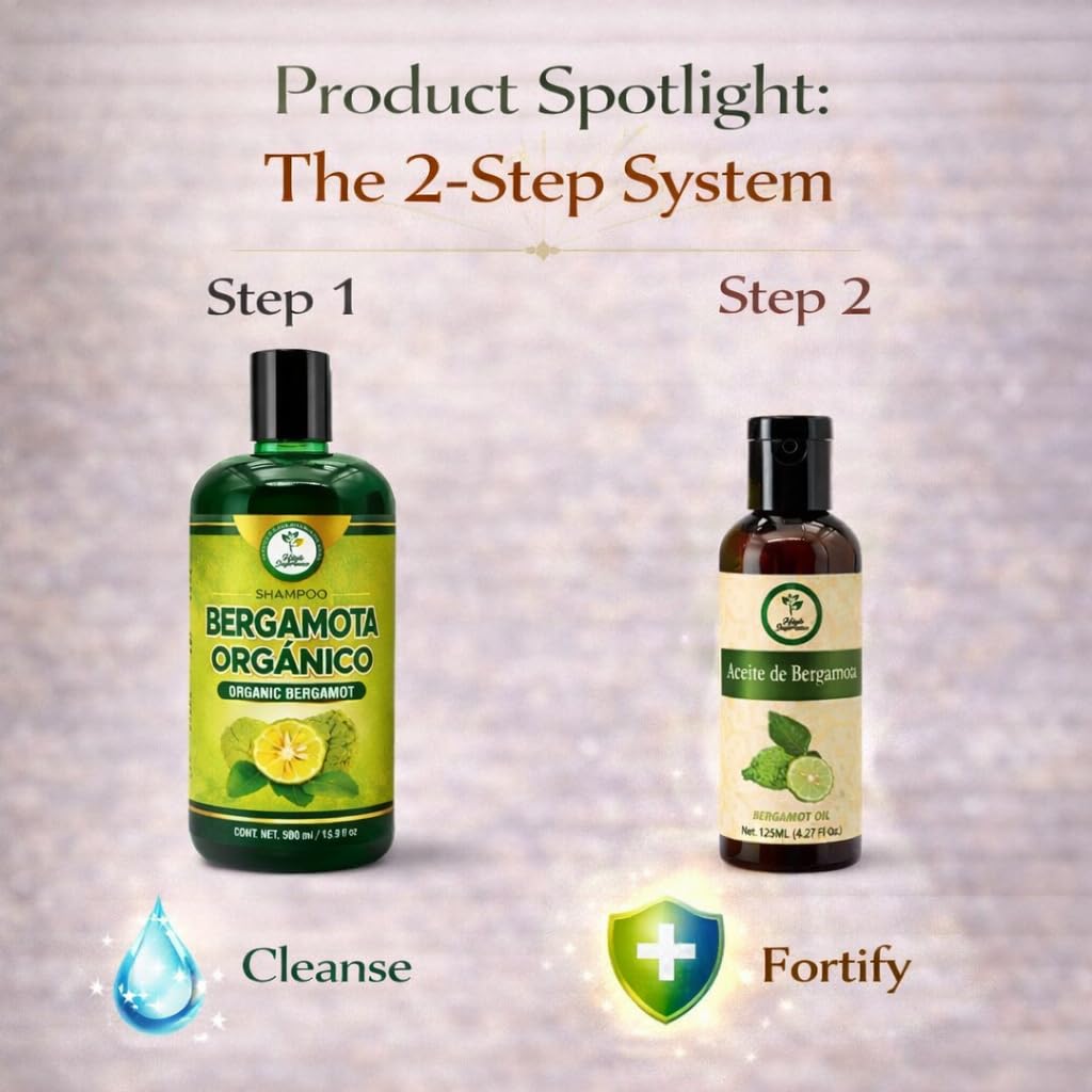 Shampoo Organic Bergamot (16.9 fl oz) with Aloe Vera & Rosemary + Bergamot Oil (125 ml) | Shampoo Orgánico Bergamota con Sábila & Romero + Aceite Bergamota: