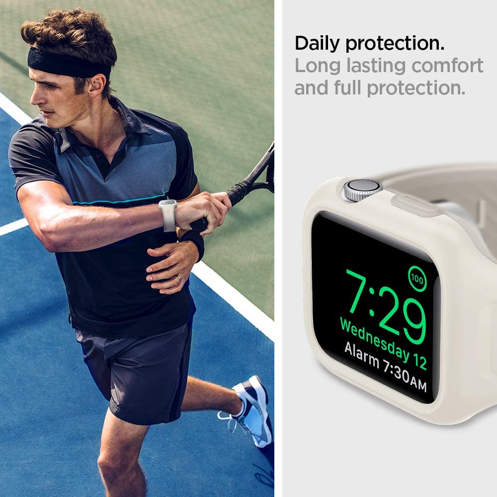 Spigen Case with Strap Band for Apple Watch Series SE3/SE2/6/SE/5/4 40mm, Sweat-Resistant, Slim Protection(Liquid Air Pro) - Soft White 1