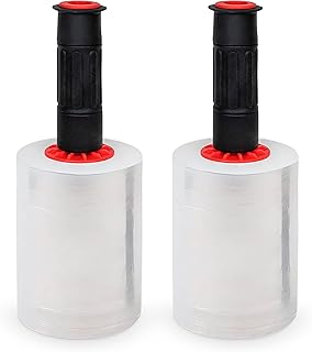 Shrink Wrap Roll with Handle 5” x 1000 Ft - 80 Gauge - Heavy Duty Plastic Stretch wrap Roll with Rotating Handles for Pallet Wrap Film - Plastic Wrap for Moving Supplies