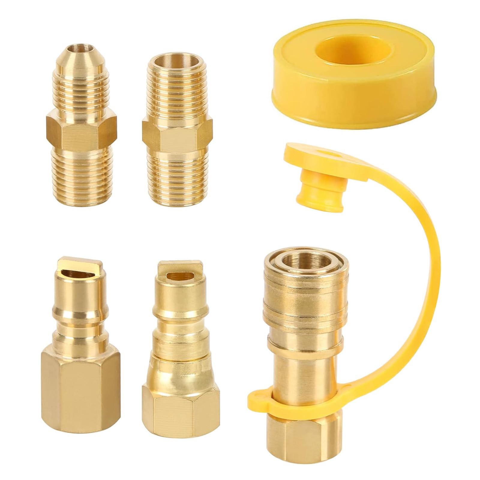 Tsophreniq 4 Piece Brasses Quickly Releases Couplers Set Quickly Coupling Set Produced for Low Pressure Connection Easy Installation Sturdy Bronze Fittings