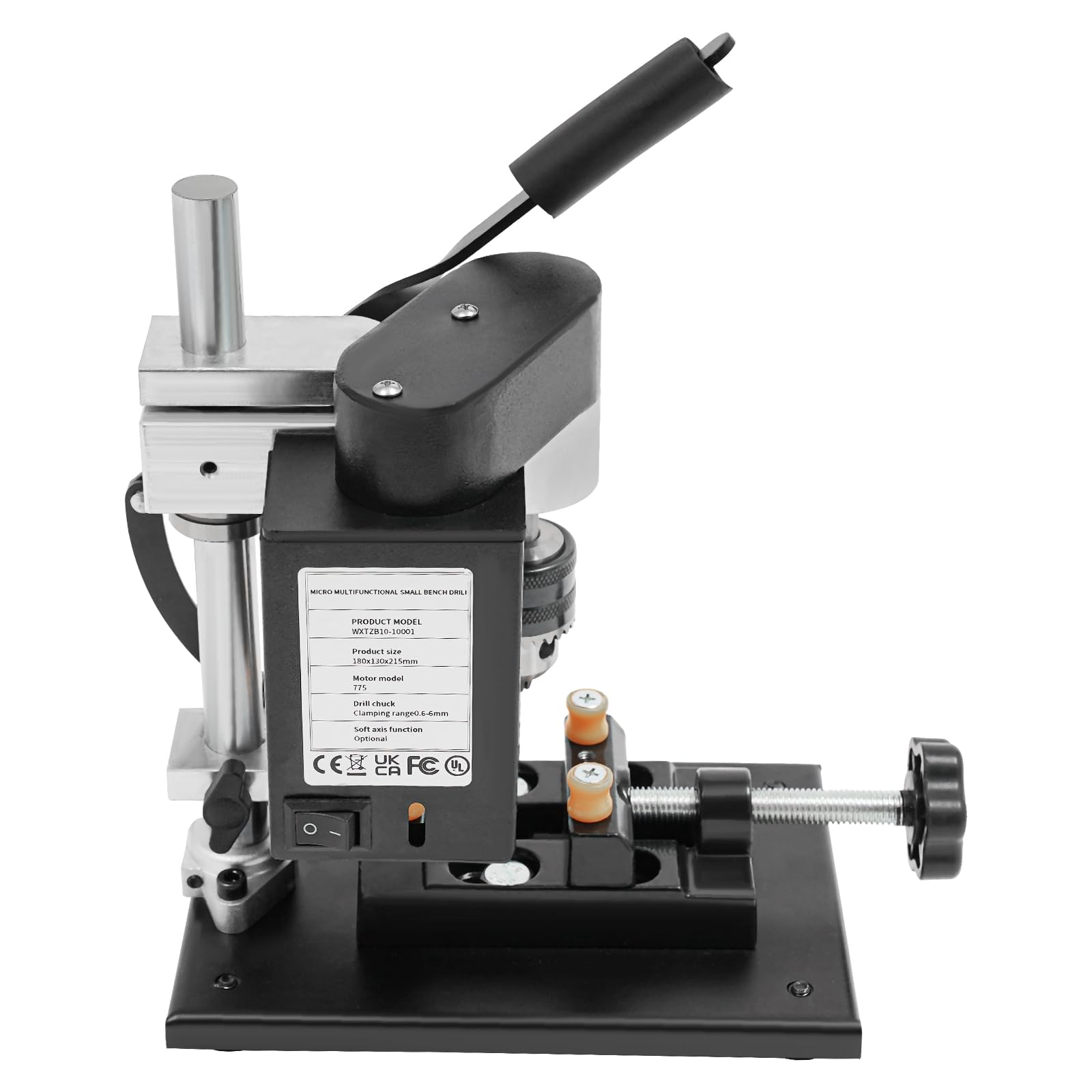 Elektrische Tischbohrmaschine, 220V Standbohrmaschine 7-Stufig Mini-Bohrmaschine, Bohrhub 50mm, Drehzahlbereich 0-8000U/min, Profi Säulenbohrmaschine für Holz, Kunststoff