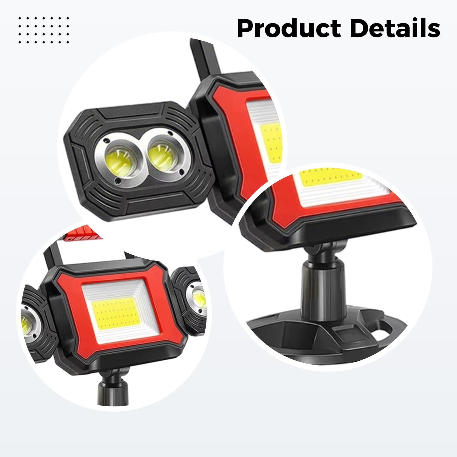 Luce da lavoro ricaricabile COB LED con forte forza di fissaggio, rotazione a 360°, portatile, per illuminazione cantiere, per esterni, ricarica di emergenza, 32 x 21 cm