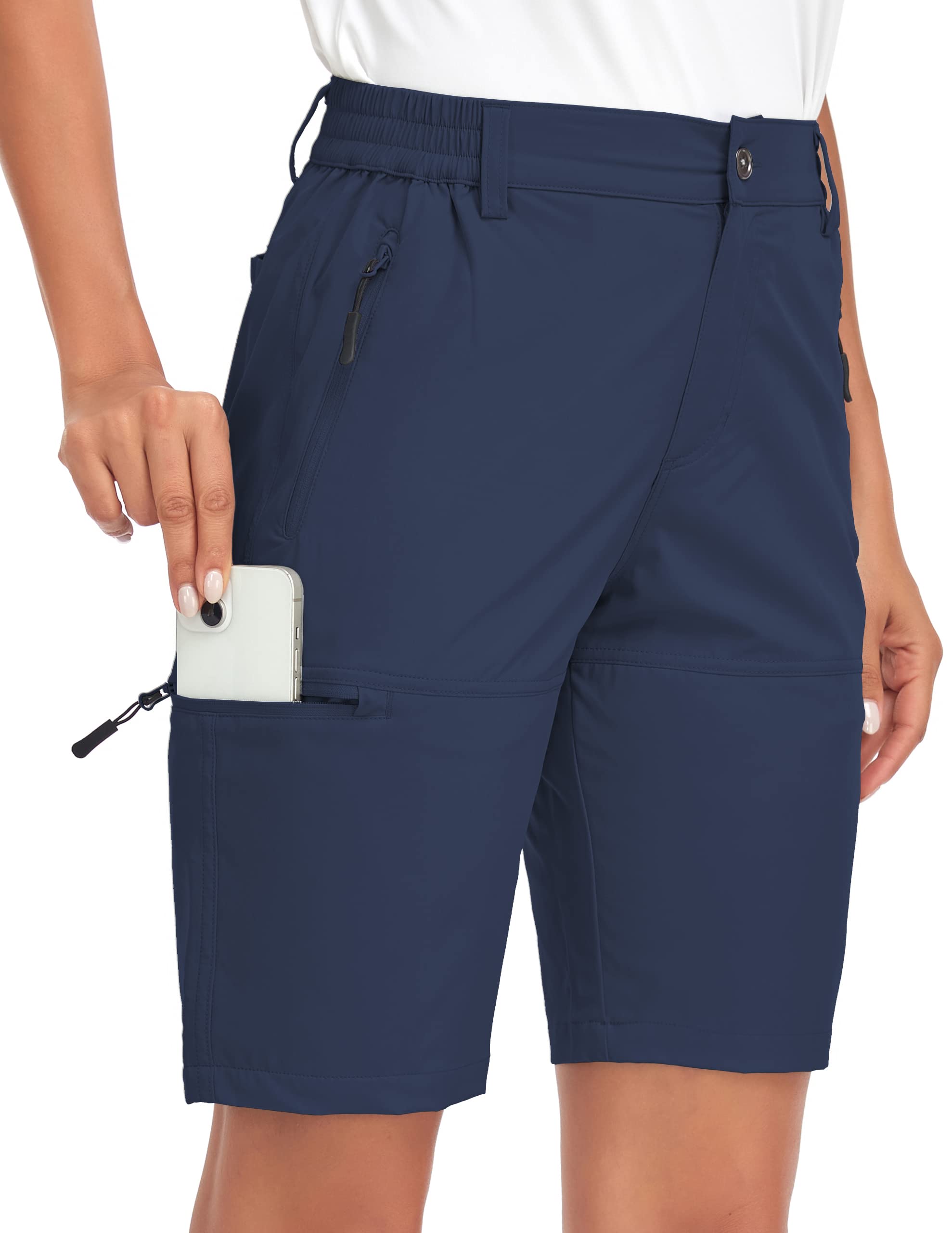 Nomolen Wanderhose Damen Kurz Sommer Cargo Shorts Leichte Atmungsaktiv Schnelltrocknend Arbeitshose Outdoor Sport Golf Running mit Taschen