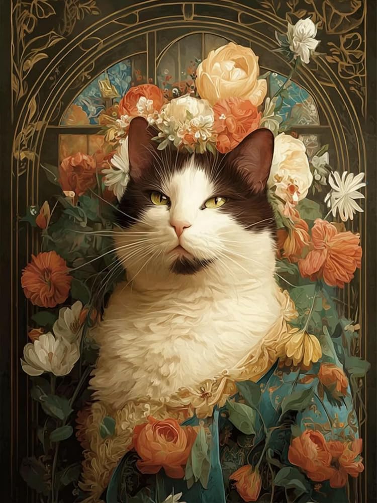 Brennora Cross Stitch Kits for Adults Cat 11CT Pre-Printed Stamped Embroidery Kit DIY Handmade Home Wall Décor 40x50 cm