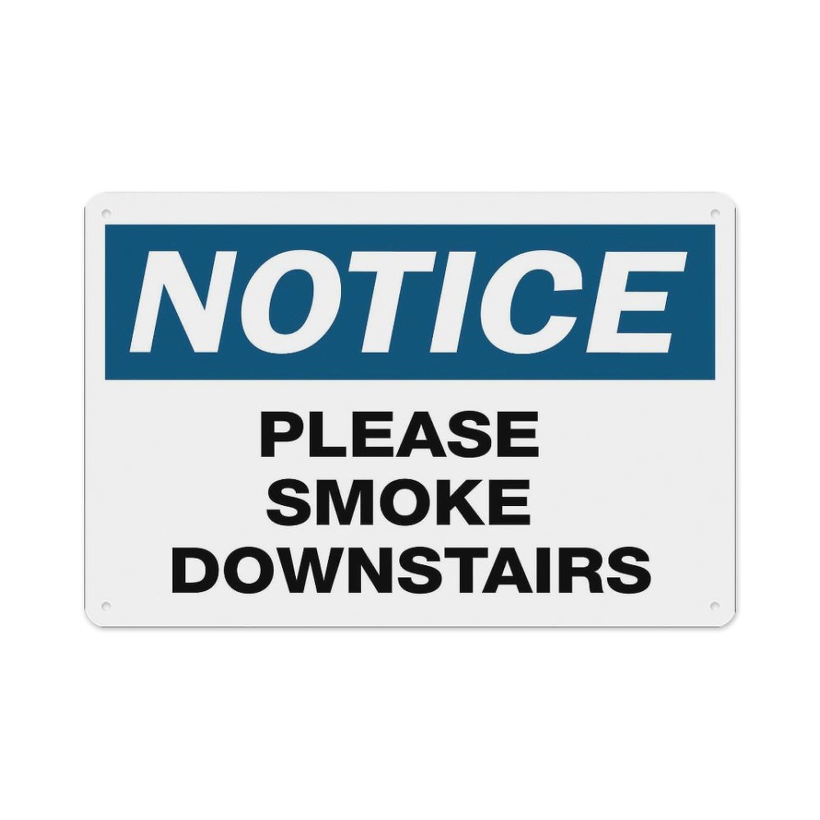 peiyeety Notice PleaseDownstairs Sign Aluminum Tin Warning Signs for Home Outdoor Garden 8X12 Inches