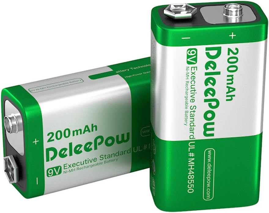 Deleepow 9V Rechargeable Batteries 200mAh 1200 Cycles NiMH