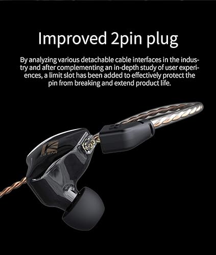 Miniatura 5 de KBEAR KS1 - Auriculares intrauditivos estéreo con cable, auriculares intrauditivos dinámicos de doble circuito magnético, cable desmontable con