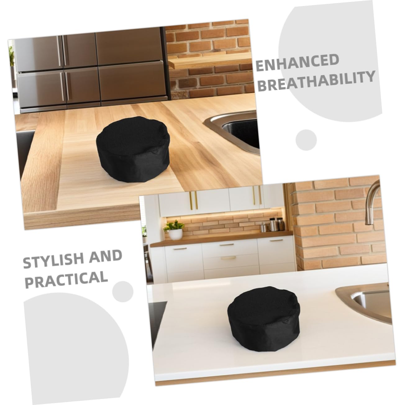 BESTYASH 6 Gorros de Chef Negros Ajustables de Algodón Malla Transpirable para Cocina Profesional y Servicio de Alimentos en Cocina