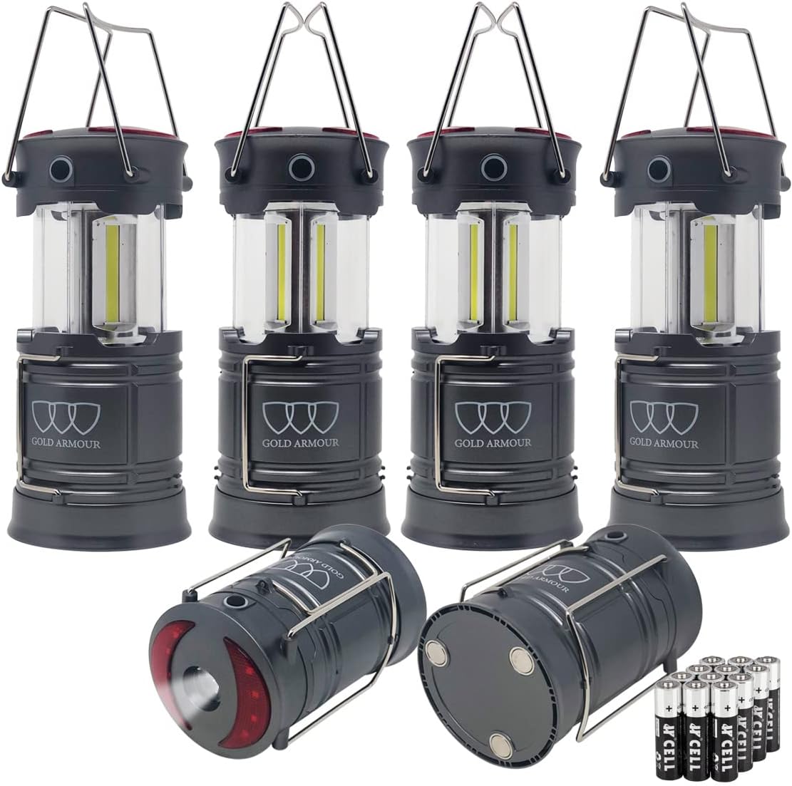Gold Armour Led Lantern - Camping Lantern 2X Brighter, Camping Essentials with 4 Modes Red Light, Battery Powered Operated Emergency Light for Hurricanes Power Outages, Survival Gear Accessories